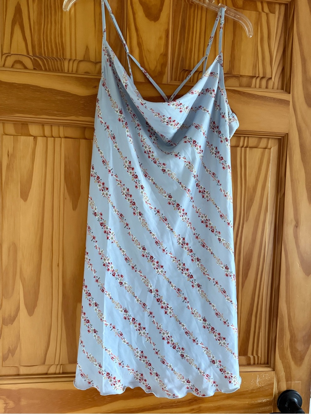 Light Blue Floral Cowl Neck Slip Dress/night gown